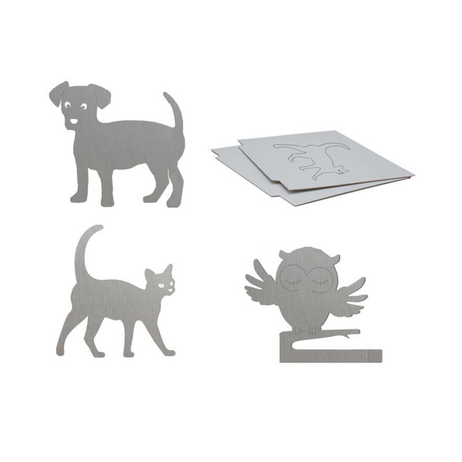 Kit de pintura con siluetas de gato, perro y búho