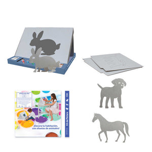 Kit de pintura con siluetas de conejo, perro y caballo
