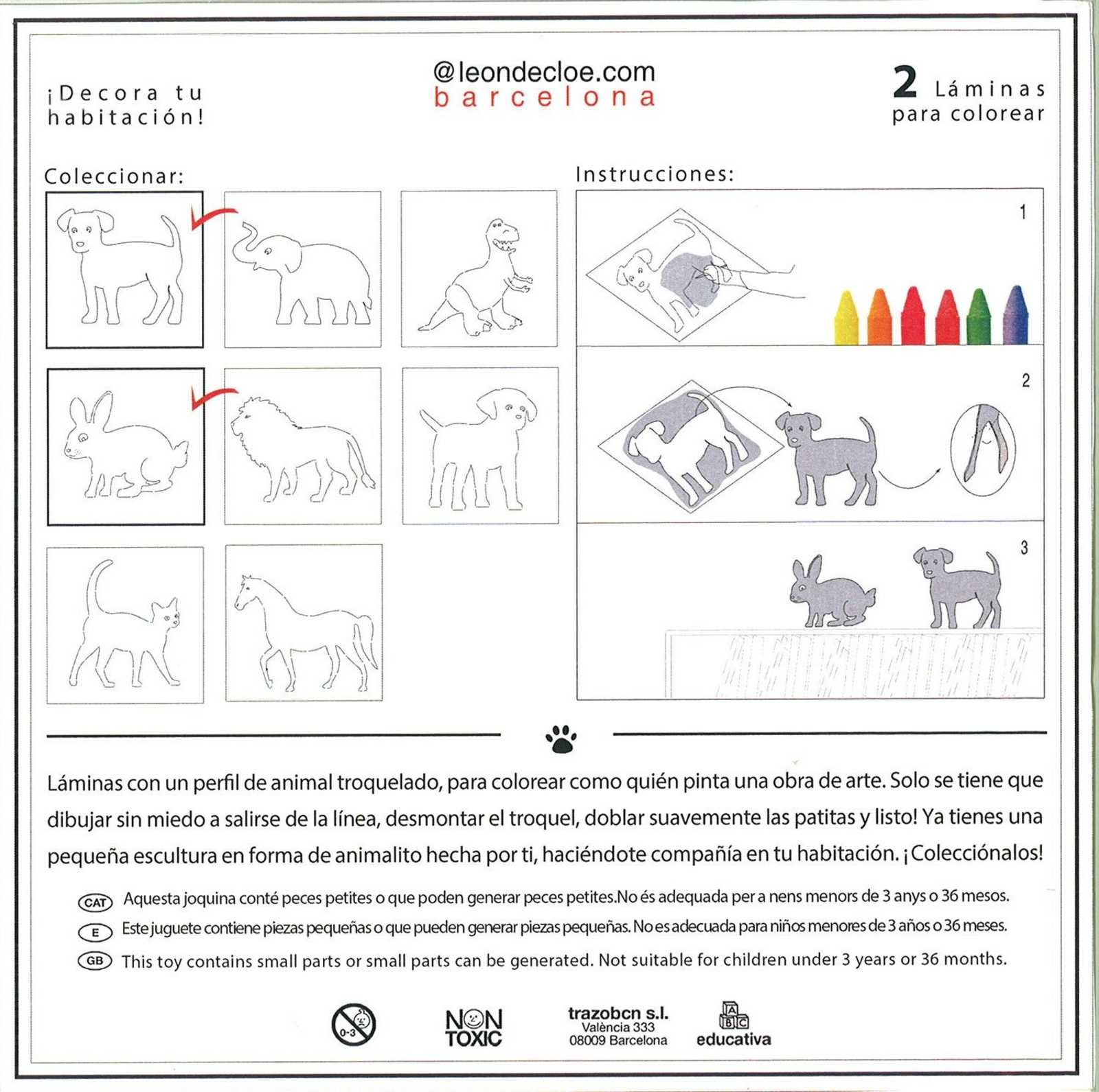 Láminas de bolsillo para colorear: conejo y perro