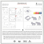 Láminas de bolsillo para colorear: león y elefante