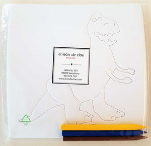 Láminas de bolsillo para colorear: perro y dinosaurio