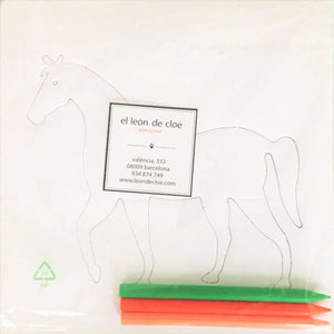 Láminas de bolsillo para colorear: gato y caballo